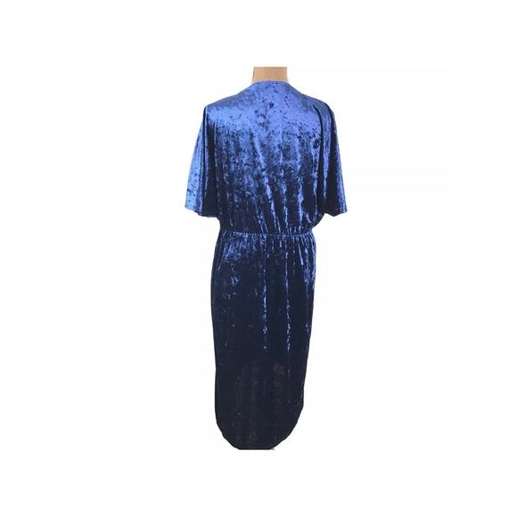 Anthropologie Sunday In Brooklyn Holiday Blue Velvet Faux Wrap Dress‎ US SZ XS - Picture 2 of 3